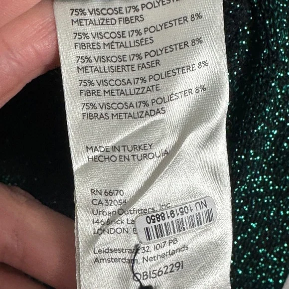 SOLD Free People Alpine Green Glitter Metallic Cardigan‎ Womens Size XL Y2K - Picture 11 of 15